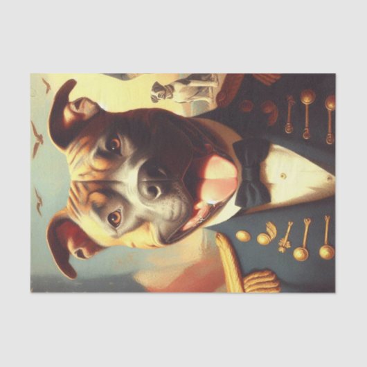 Vintage amerikanische Pit Bull Terrier Malerei Seidenpapier (Vorderseite)