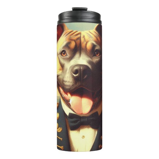 Vintage amerikanische Pit Bull Terrier Malerei Thermosbecher (Vorderseite)