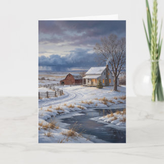 Vintage Amerikanische Prairie-Farm-Weihnachtskarte Feiertagskarte