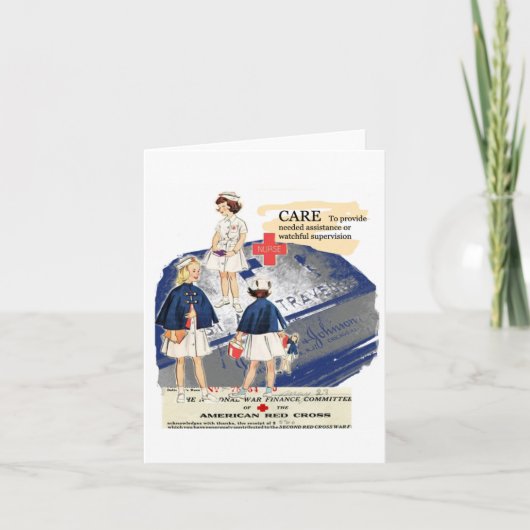 Vintage amerikanische rotes Kreuz-Anmerkungs-Karte Karte (Vorderseite)