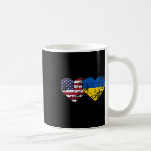 Vintage Amerikanische Ukrainische Flaggen Herzen L Kaffeetasse