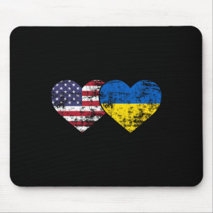Vintage Amerikanische Ukrainische Flaggen Herzen L Mousepad