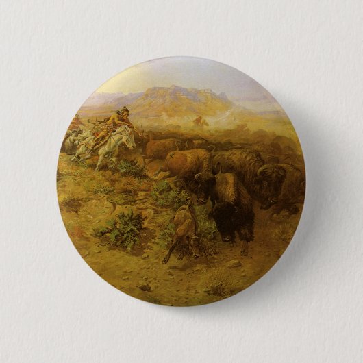 Vintage Amerikanische Ureinwohner, Buffalo Hunt by Button (Vorderseite)