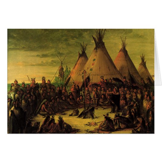 Vintage Amerikanische Ureinwohner, Sioux-Kriegsrat (Vorderseite (Horizontal))