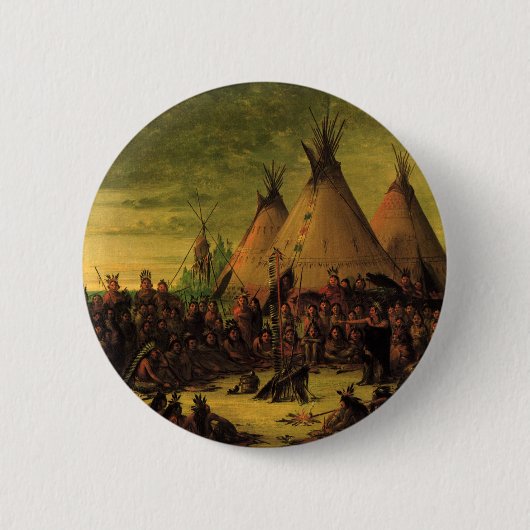 Vintage Amerikanische Ureinwohner, Sioux-Kriegsrat Button (Vorderseite)