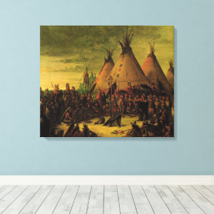 Vintage Amerikanische Ureinwohner, Sioux-Kriegsrat Leinwanddruck