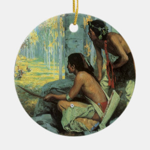 Vintage Amerikanische Ureinwohner, Taos Türkei Jäg Keramikornament