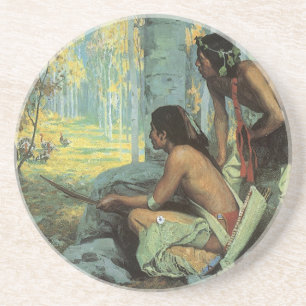 Vintage Amerikanische Ureinwohner, Taos Türkei Jäg Sandstein Untersetzer