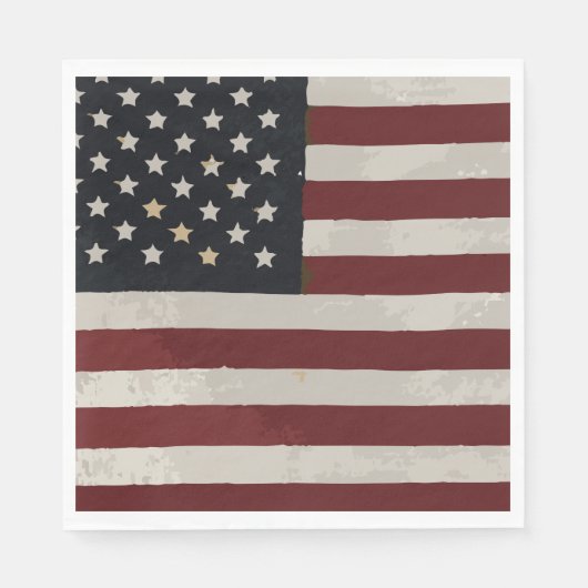 Vintage amerikanische Wasserfarbenflagge 4. Juli Serviette (Vorderseite)