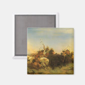 Vintage amerikanische Westkunst, Buffaljagd von Wi Magnet (Vorderseite/Rückseite)