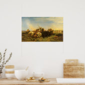 Vintage amerikanische Westkunst, Buffaljagd von Wi Poster (Küche)