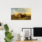 Vintage amerikanische Westkunst, Buffaljagd von Wi Poster (Heimbüro)