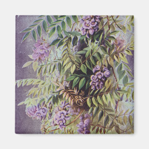 Vintage Amerikanische Wisteria Lila Blumen Floral Magnet