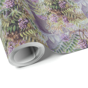 Vintage amerikanische Wisteria Purple Blumen Geschenkpapier