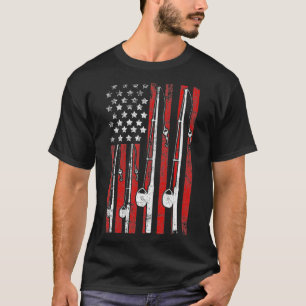 Vintage-Amerikanischer-Flagge-Angeln-Ruten-Pullove T-Shirt