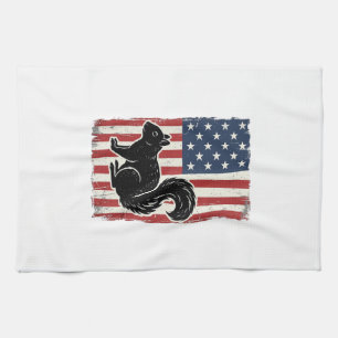 Vintage Amerikanischer Flagge Eichhörnchen Patriot Geschirrtuch