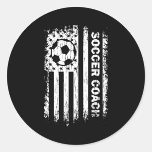 Vintage-Amerikanischer-Flagge-Fußball-Trainer-Fußb Runder Aufkleber