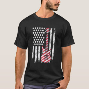 Vintage-Amerikanischer-Flagge-Gitarre-Spieler für  T-Shirt