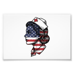 Vintage-amerikanischer-Flagge-Krankenschwester-Pro Fotodruck