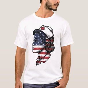 Vintage-amerikanischer-Flagge-Krankenschwester-Pro T-Shirt