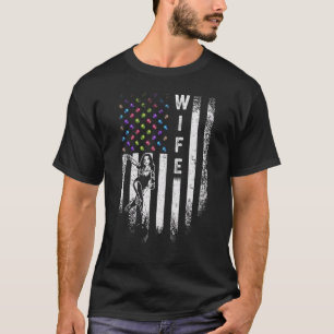 Vintage-Amerikanischer-Flagge-Stolze-Bowling-Ehefr T-Shirt