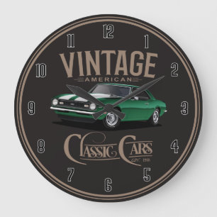 Vintage Amerikanischer Grüner Klassischer Camaro G Große Wanduhr