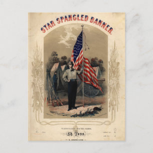 Vintage amerikanischer Soldat und US-Flagge Postkarte