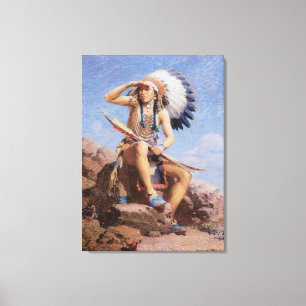 Vintage Amerikanischer Ureinwohner Indianer, The S Leinwanddruck