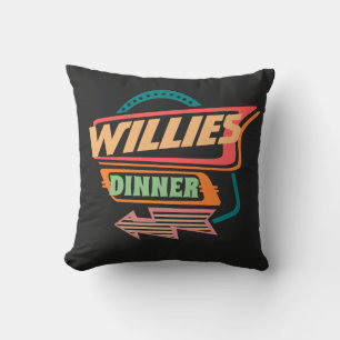 Vintage-amerikanisches Essensschild im Retro-Stil Kissen