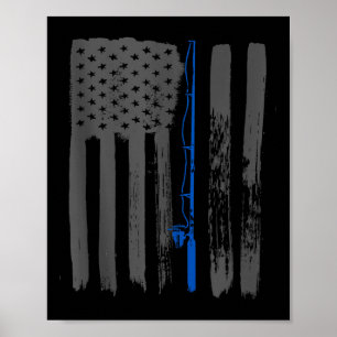 Vintage-Amerikanisches-Flagge-Angler-Shirt-Angler- Poster