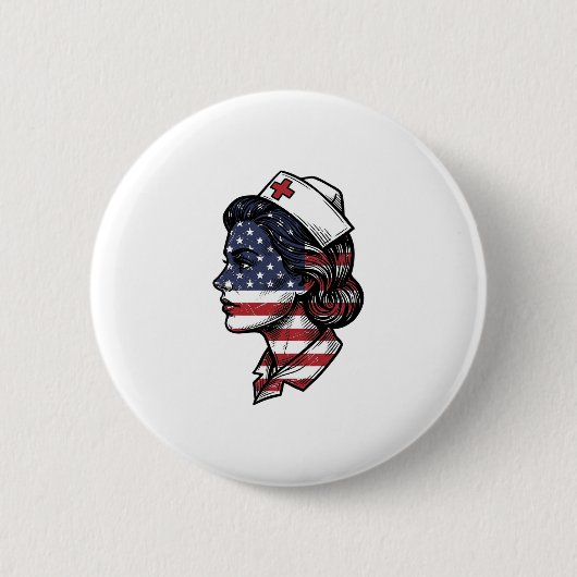 Vintage-amerikanisches-Flagge-Krankenschwester-Pro Button (Vorderseite)