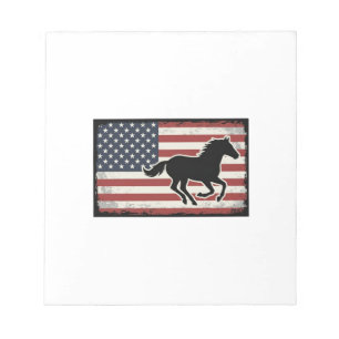 Vintage-amerikanisches-Flagge-Pferd-Vektor-Kunst-D Notizblock