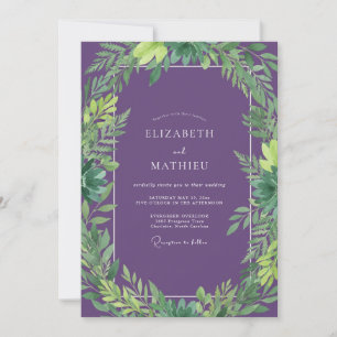 Vintage Amethyst-Jade-Blatt-Hochzeit Einladung