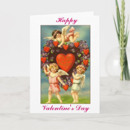 Vintage Amoren des Valentine-3 und rote Herzen Feiertagskarte