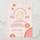 Vintage Ampersand rosa Kreise Retro Wedding Gold Folieneinladung (Vorderseite)