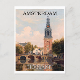Vintage Amsterdam Holland Kanal Niederlande Reise Postkarte