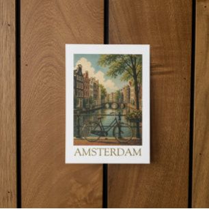 Vintage Amsterdam-Kanal-Fahrrad Retro-Reise Postkarte