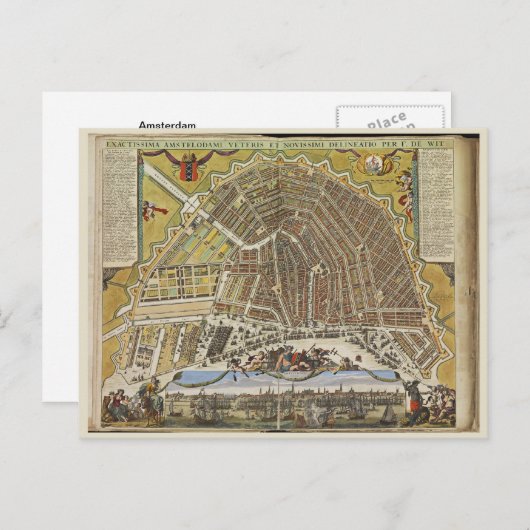 Vintage Amsterdam-Karte Postkarte (Vorne/Hinten)