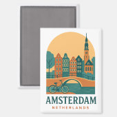 Vintage Amsterdam Magnet - Retro Netherlands  (Vorderseite/Rückseite)