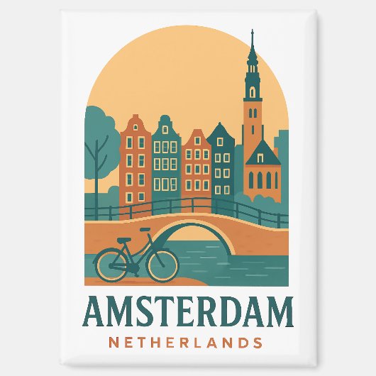 Vintage Amsterdam Magnet - Retro Netherlands  (Vorderseite)