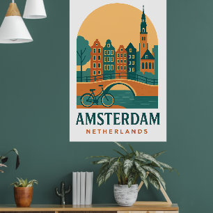 Vintage Amsterdam Niederlande Retro-Reiseposter Poster