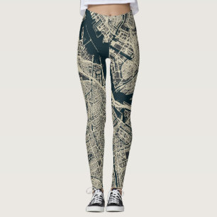 Vintage Amsterdamer Karte: Retro Minimalistisch Leggings