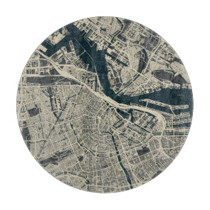 Vintage Amsterdamer Karte: Retro Minimalistisch Schneidebrett
