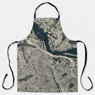 Vintage Amsterdamer Karte: Retro Minimalistisch Schürze