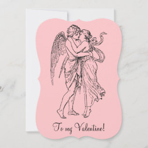 Vintage an meinen Valentins-Engelfee schwarz rosa Feiertagskarte