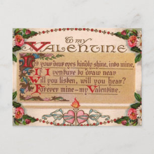 Vintage - An meinen Valentinstag - Gedicht Feiertagspostkarte