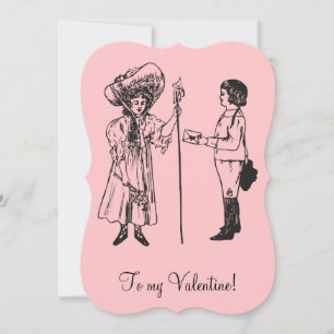 Vintage an meinen Valentinstag Junge Mädchen Buchs Feiertagskarte