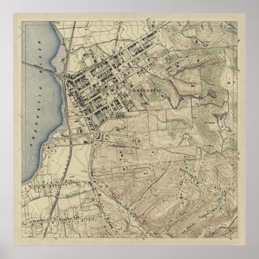 Vintage Anacostia DC Karte (1892) Poster (Vorne)