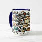 Vintage-Analoggeräte-Collage-Muster Tasse (Vorderseite Links)
