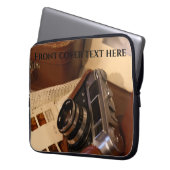 Vintage Analogkamera in Lederbraun Laptopschutzhülle (Vorderseite Links)